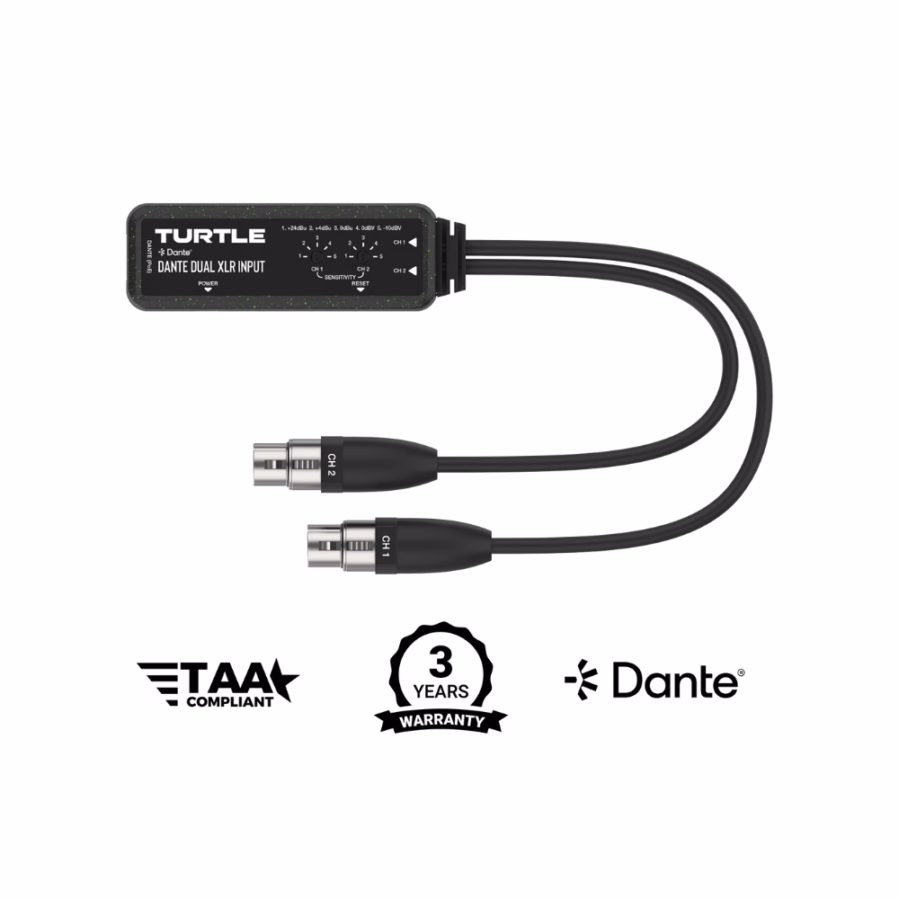 Dante 2CH Analog XLR Input Adapter with Gain Controls