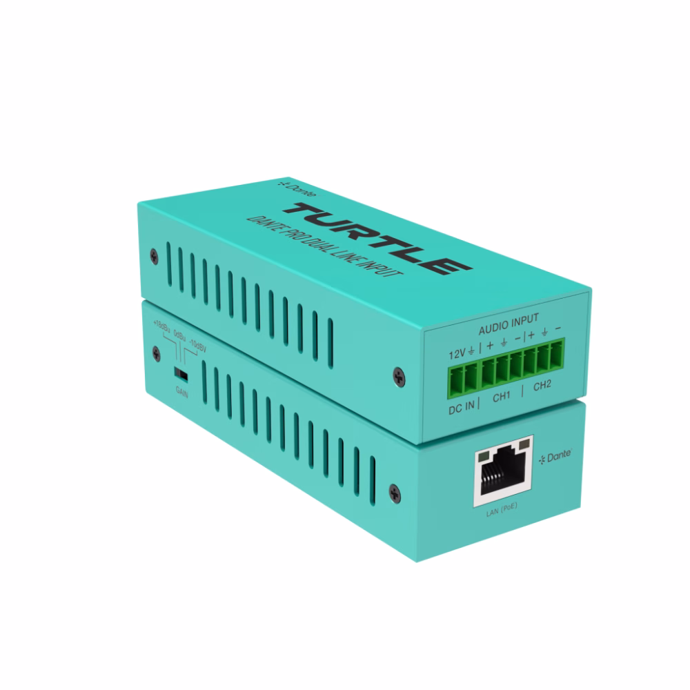 Dante Pro 2CH Analog Line Input Adapter with Gain Controls